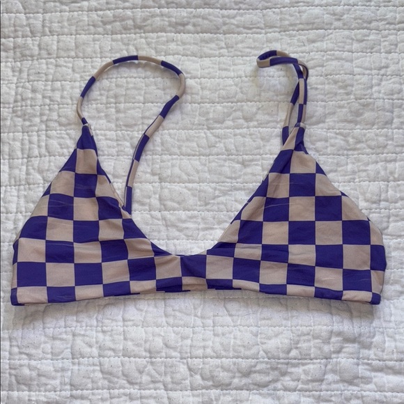 Mai Underwear Other - Checkered Blue and Tan Bikini Top
